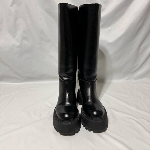 ZARA Chunky Lug Sole Knee-High Boots | Strike Aesthetic | Combat Biker sz 40 - Picture 9 of 12